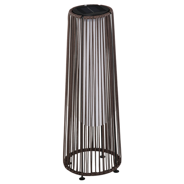 Set of 2 Solar Powered PE Rattan Lanterns with Auto On/Off - Brown