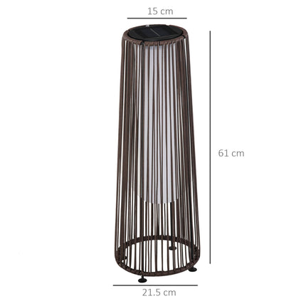 Set of 2 Solar Powered PE Rattan Lanterns with Auto On/Off - Brown