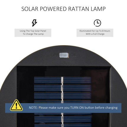 Set of 2 Solar Powered PE Rattan Lanterns with Auto On/Off - Brown