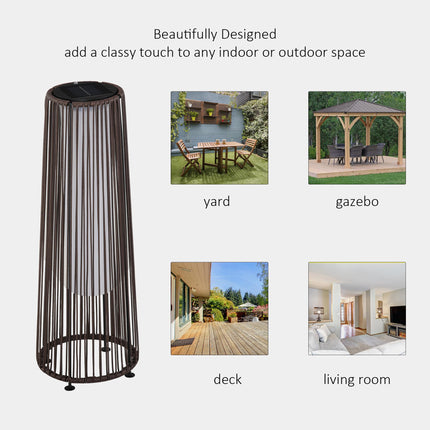 Set of 2 Solar Powered PE Rattan Lanterns with Auto On/Off - Brown