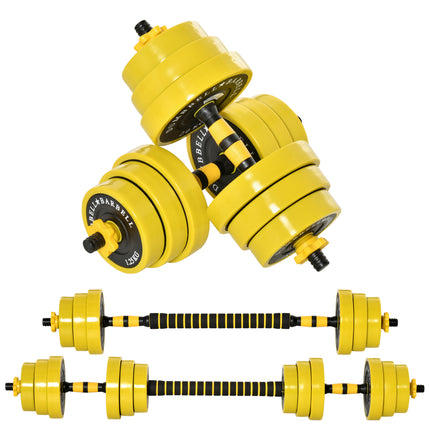 20KG Dumbbell & Barbell  Adjustable Set Plate Bar Clamp Rod Home Gym Sports Area