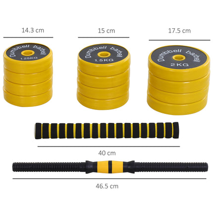 20KG Dumbbell & Barbell  Adjustable Set Plate Bar Clamp Rod Home Gym Sports Area