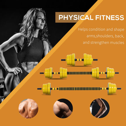 20KG Dumbbell & Barbell  Adjustable Set Plate Bar Clamp Rod Home Gym Sports Area