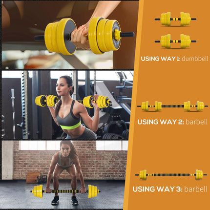 20KG Dumbbell & Barbell  Adjustable Set Plate Bar Clamp Rod Home Gym Sports Area