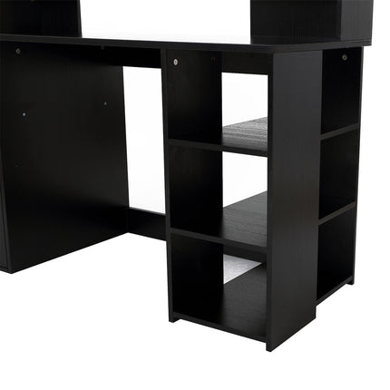 Modern Computer Desk with Storage Drawers, Shelves & Printer Rack PC Table - Black