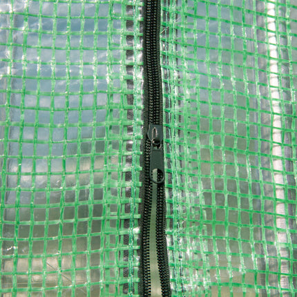 Tomato Growth Greenhouse with Double Doors & 4 Windows, Steel Frame, PE Cover 3L x 1W x 2H m - Green