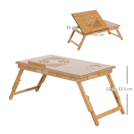 Foldable Portable Bamboo Laptop Desk with Drawer - Bamboo