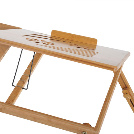 Foldable Portable Bamboo Laptop Desk with Drawer - Bamboo