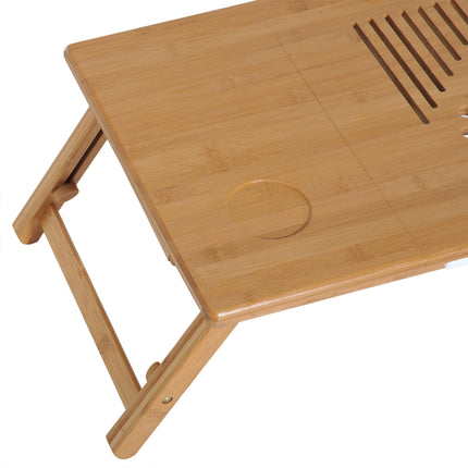 Foldable Portable Bamboo Laptop Desk with Drawer - Bamboo