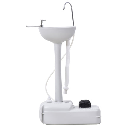 HDPE Outdoor Portable Handwash Sink with Foot Pump and Towel Holder - White