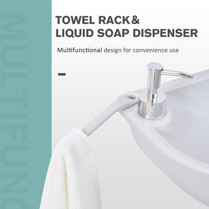 HDPE Outdoor Portable Handwash Sink with Foot Pump and Towel Holder - White