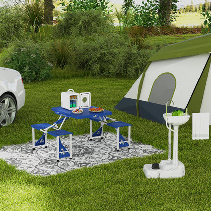 HDPE Outdoor Portable Handwash Sink with Foot Pump and Towel Holder - White