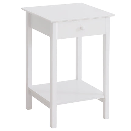Wooden Bedside Table Cabinet with Drawer - White
