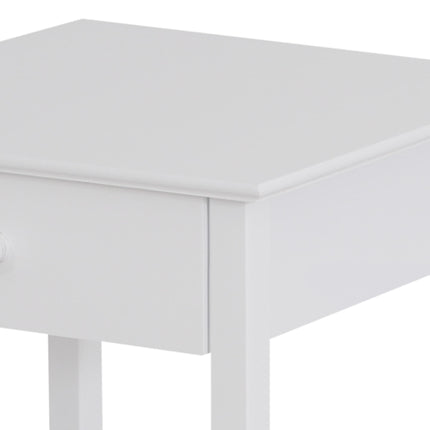 Wooden Bedside Table Cabinet with Drawer - White