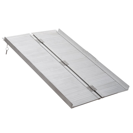 4ft Folding Aluminum Wheelchair Ramp with 270kg Capacity Portable Mobility Aid - Silver