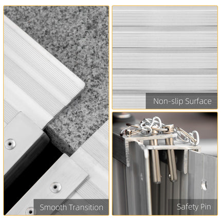 4ft Folding Aluminum Wheelchair Ramp with 270kg Capacity Portable Mobility Aid - Silver