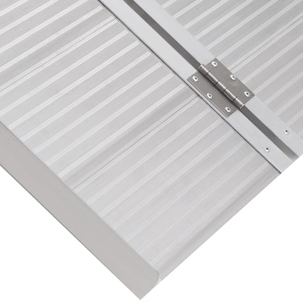4ft Folding Aluminum Wheelchair Ramp with 270kg Capacity Portable Mobility Aid - Silver