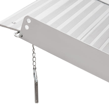 4ft Folding Aluminum Wheelchair Ramp with 270kg Capacity Portable Mobility Aid - Silver