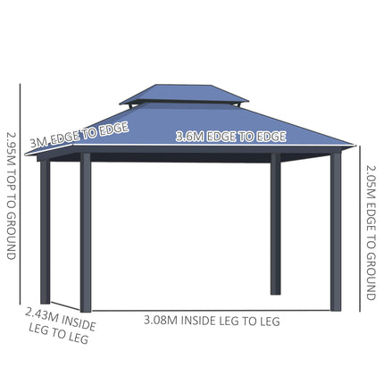Outdoor 3.6 x 3(m) Gazebo Cabana w/ Steel Frame & Net Sidewalls for Privacy