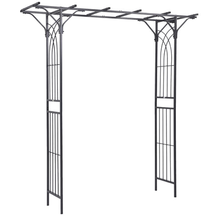 210cm Decorative Metal Garden Trellis Arch with Durable Steel Tubing & Elegant Scrollwork, Great for Weddings, Dark Gre