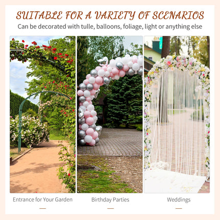 210cm Decorative Metal Garden Trellis Arch with Durable Steel Tubing & Elegant Scrollwork, Great for Weddings, Dark Gre