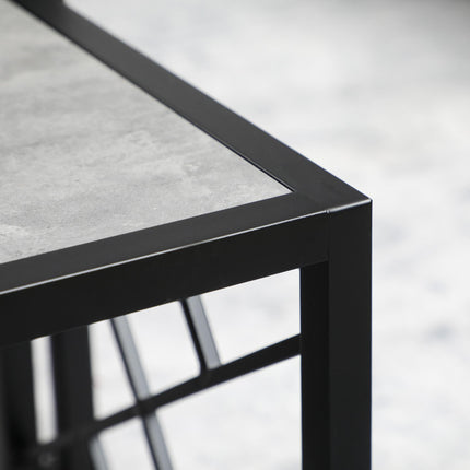 Set of 3 Square Nesting Side Tables with Black Metal Frame - Grey