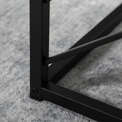 Set of 3 Square Nesting Side Tables with Black Metal Frame - Grey