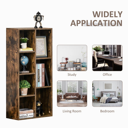 Industrial Bookcase Cube Storage Unit with 7 Compartments Free Standing Display Cabinet - Rustic Brown