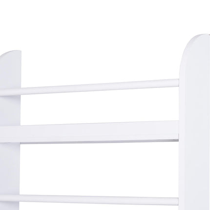 Wood Wall-Mounted 4-Tier Magazine & Book Rack Shelf Space Saving Design - White