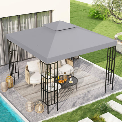 3x3m Gazebo Canopy Replacement Top Roof with UV Protection and Ventilation - Light Grey