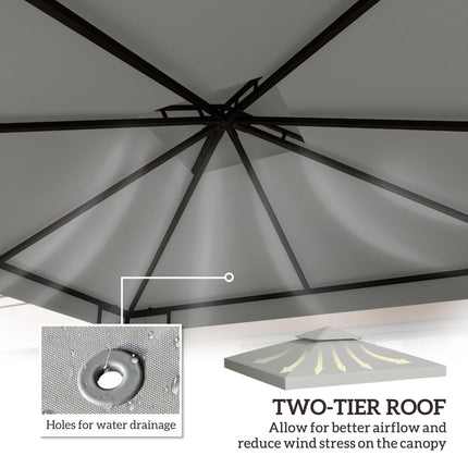 3x3m Gazebo Canopy Replacement Top Roof with UV Protection and Ventilation - Light Grey