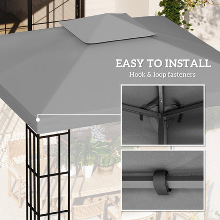 3x3m Gazebo Canopy Replacement Top Roof with UV Protection and Ventilation - Light Grey