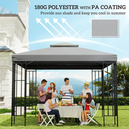 3x3m Gazebo Canopy Replacement Top Roof with UV Protection and Ventilation - Light Grey