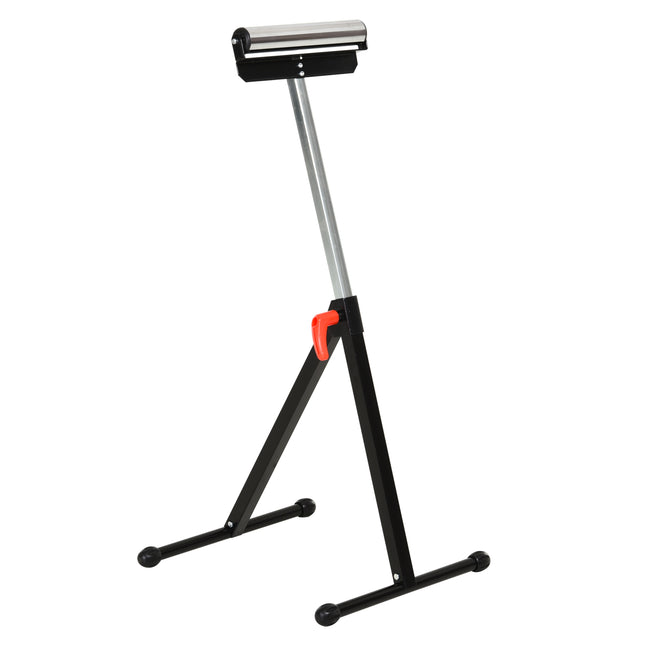 Folding Adjustable Roller Support Stand with Ball Bearing - Black