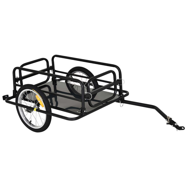Bike Cargo Trailer Steel Frame Foldable with Universal Hitch - Black