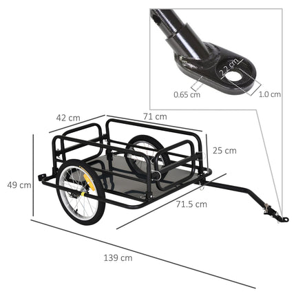 Bike Cargo Trailer Steel Frame Foldable with Universal Hitch - Black