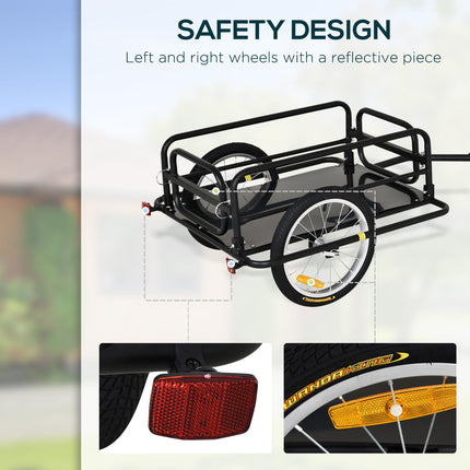 Bike Cargo Trailer Steel Frame Foldable with Universal Hitch - Black