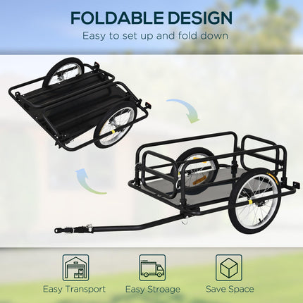 Bike Cargo Trailer Steel Frame Foldable with Universal Hitch - Black