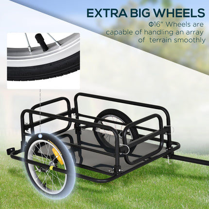 Bike Cargo Trailer Steel Frame Foldable with Universal Hitch - Black