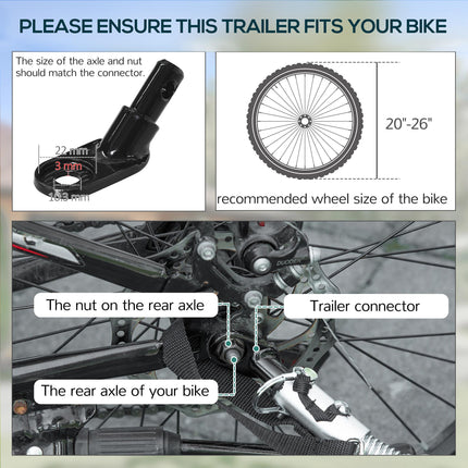Bike Cargo Trailer Steel Frame Foldable with Universal Hitch - Black