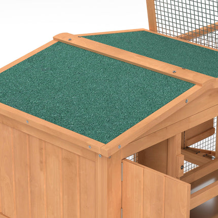 2 Floor Wooden Rabbit Hutch with Run 158x58x68 cm for Outdoor Garden Backyard - Natural
