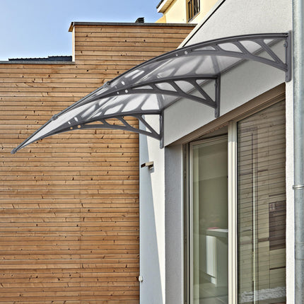 Clear Door Canopy Awning 196x75cm Outdoor Window Rain Shelter for Front/Back Door - Clear