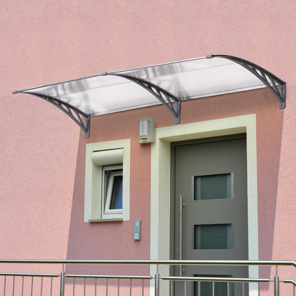 Clear Door Canopy Awning 196x75cm Outdoor Window Rain Shelter for Front/Back Door - Clear