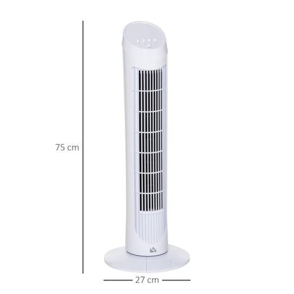 30" Oscillating Tower Fan with 3 Speeds and Noise Reduction Ultra Slim Indoor Cooling - White
