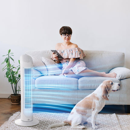 30" Oscillating Tower Fan with 3 Speeds and Noise Reduction Ultra Slim Indoor Cooling - White