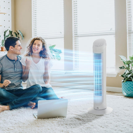 30" Oscillating Tower Fan with 3 Speeds and Noise Reduction Ultra Slim Indoor Cooling - White