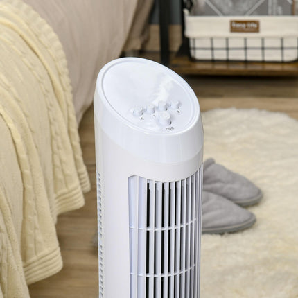 30" Oscillating Tower Fan with 3 Speeds and Noise Reduction Ultra Slim Indoor Cooling - White