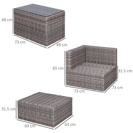 5 Piece Rattan Garden Furniture Set with Tall Glass Table - Grey