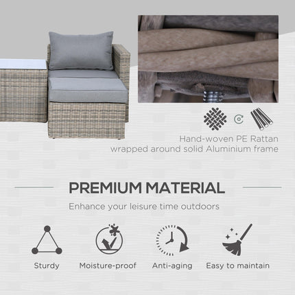 5 Piece Rattan Garden Furniture Set with Tall Glass Table - Grey