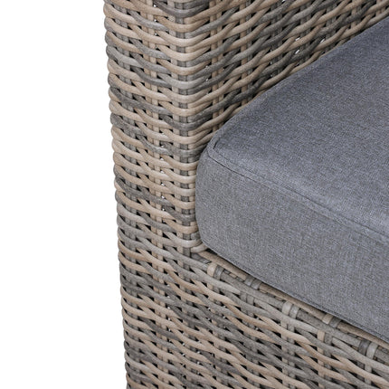 5 Piece Rattan Garden Furniture Set with Tall Glass Table - Grey